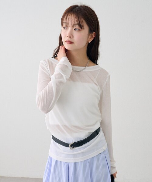 mystic（ミスティック）の「バックシャンロングTシャツ（Tシャツ/カットソー・レディース・オフホワイト/ブラック/ピンク・FREE）」の16枚目の写真