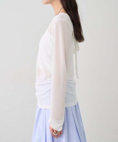 mystic（ミスティック）の「バックシャンロングTシャツ（Tシャツ/カットソー・レディース・オフホワイト/ブラック/ピンク・FREE）」の4枚目の写真