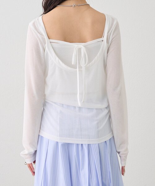 mystic（ミスティック）の「バックシャンロングTシャツ（Tシャツ/カットソー・レディース・オフホワイト/ブラック/ピンク・FREE）」の5枚目の写真