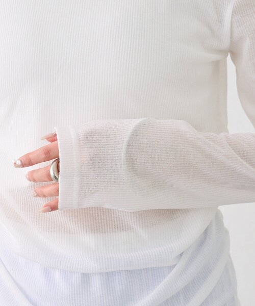 mystic（ミスティック）の「バックシャンロングTシャツ（Tシャツ/カットソー・レディース・オフホワイト/ブラック/ピンク・FREE）」の8枚目の写真