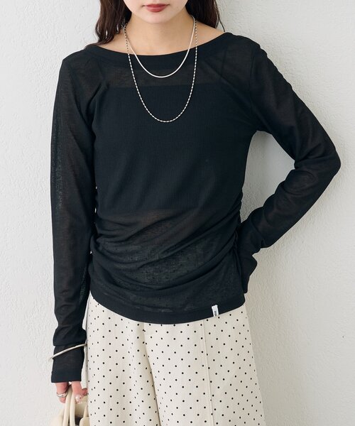 mystic（ミスティック）の「バックシャンロングTシャツ（Tシャツ/カットソー・レディース・オフホワイト/ブラック/ピンク・FREE）」の21枚目の写真