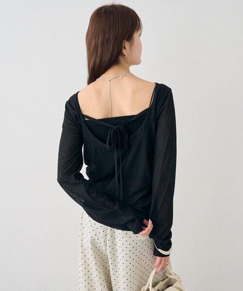 mystic（ミスティック）の「バックシャンロングTシャツ（Tシャツ/カットソー・レディース・オフホワイト/ブラック/ピンク・FREE）」の22枚目の写真