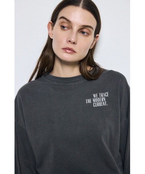 AZUL by moussy(アズールバイマウジー)の「ワンポイントロゴロングTシャツ 春服 秋服 長袖 ロンT(Tシャツ/カットソー・レディース・オフホワイト/ライトブラック・MEDIUM/SMALL)」の14枚目の写真