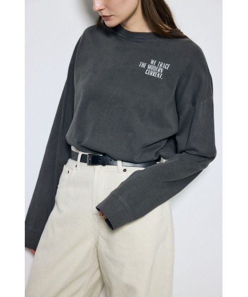 AZUL by moussy(アズールバイマウジー)の「ワンポイントロゴロングTシャツ 春服 秋服 長袖 ロンT(Tシャツ/カットソー・レディース・オフホワイト/ライトブラック・MEDIUM/SMALL)」の15枚目の写真