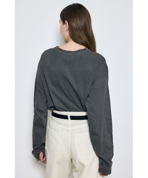 AZUL by moussy(アズールバイマウジー)の「ワンポイントロゴロングTシャツ 春服 秋服 長袖 ロンT(Tシャツ/カットソー・レディース・オフホワイト/ライトブラック・MEDIUM/SMALL)」の18枚目の写真