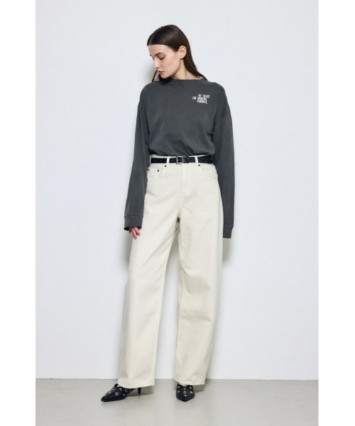 AZUL by moussy(アズールバイマウジー)の「ワンポイントロゴロングTシャツ 春服 秋服 長袖 ロンT(Tシャツ/カットソー・レディース・オフホワイト/ライトブラック・MEDIUM/SMALL)」の19枚目の写真