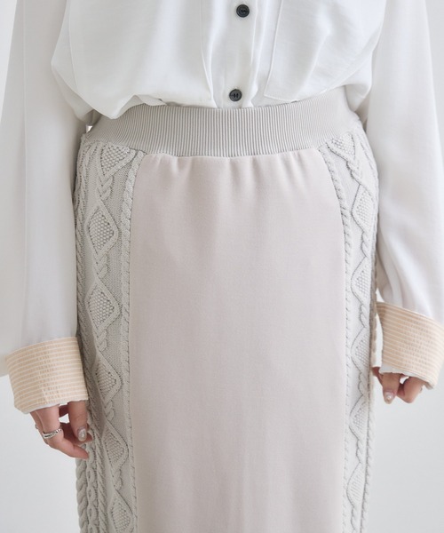 Paradise Picnic（パラダイスピクニック）の「サイドケーブル編みスカート（スカート・レディース・ベージュ/ブラック・FREE）」の19枚目の写真