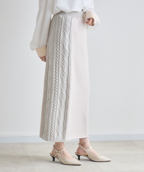 Paradise Picnic（パラダイスピクニック）の「サイドケーブル編みスカート（スカート・レディース・ベージュ/ブラック・FREE）」の12枚目の写真