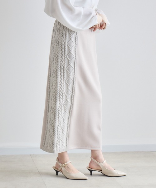 Paradise Picnic（パラダイスピクニック）の「サイドケーブル編みスカート（スカート・レディース・ベージュ/ブラック・FREE）」の13枚目の写真