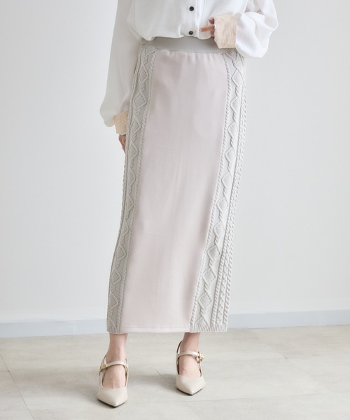 Paradise Picnic（パラダイスピクニック）の「サイドケーブル編みスカート（スカート・レディース・ベージュ/ブラック・FREE）」の11枚目の写真
