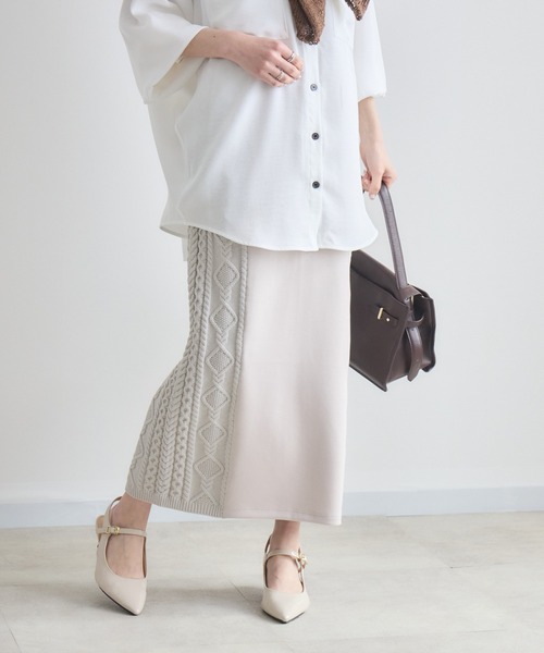 Paradise Picnic（パラダイスピクニック）の「サイドケーブル編みスカート（スカート・レディース・ベージュ/ブラック・FREE）」の15枚目の写真