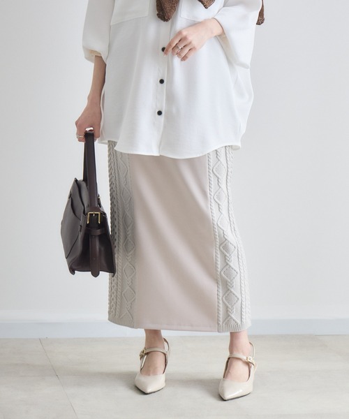 Paradise Picnic（パラダイスピクニック）の「サイドケーブル編みスカート（スカート・レディース・ベージュ/ブラック・FREE）」の16枚目の写真