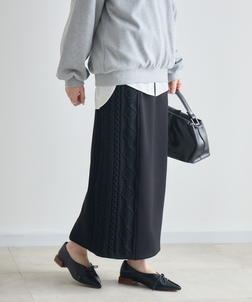 Paradise Picnic（パラダイスピクニック）の「サイドケーブル編みスカート（スカート・レディース・ベージュ/ブラック・FREE）」の6枚目の写真