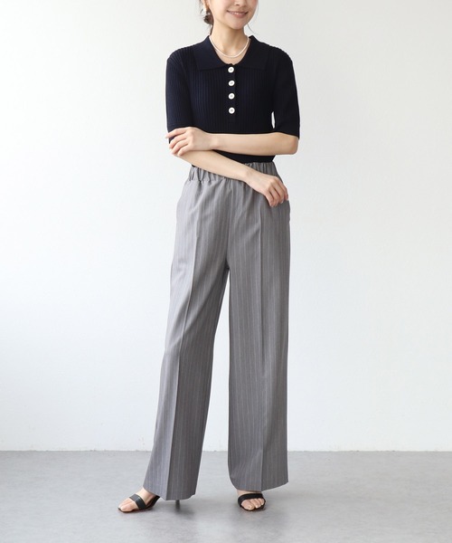 Jines(ジネス)の「ピンストライプワイドパンツ(その他パンツ・レディース・グレー/ブラック・38)」の20枚目の写真
