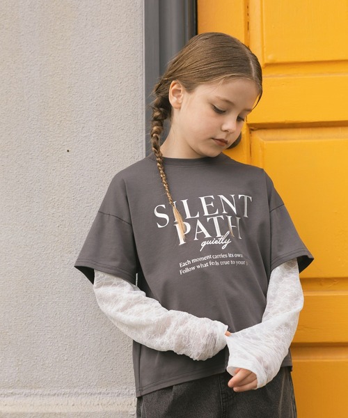 GLOBAL WORK（グローバルワーク）の「シアー長袖レイヤードＴ/657835（Tシャツ/カットソー・キッズ・ミント/チャコールグレー・160cm/150cm/140cm/130cm）」の7枚目の写真