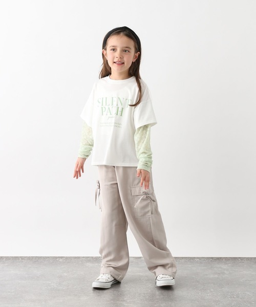 GLOBAL WORK（グローバルワーク）の「シアー長袖レイヤードＴ/657835（Tシャツ/カットソー・キッズ・ミント/チャコールグレー・160cm/150cm/140cm/130cm）」の9枚目の写真