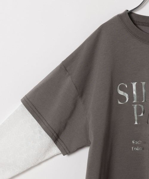 GLOBAL WORK（グローバルワーク）の「シアー長袖レイヤードＴ/657835（Tシャツ/カットソー・キッズ・ミント/チャコールグレー・160cm/150cm/140cm/130cm）」の17枚目の写真