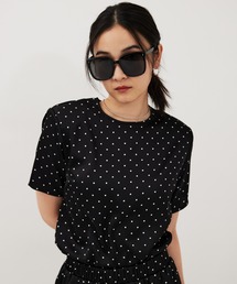 HANNE | ドットサテンハーフスリーブブラウス(シャツ/ブラウス)