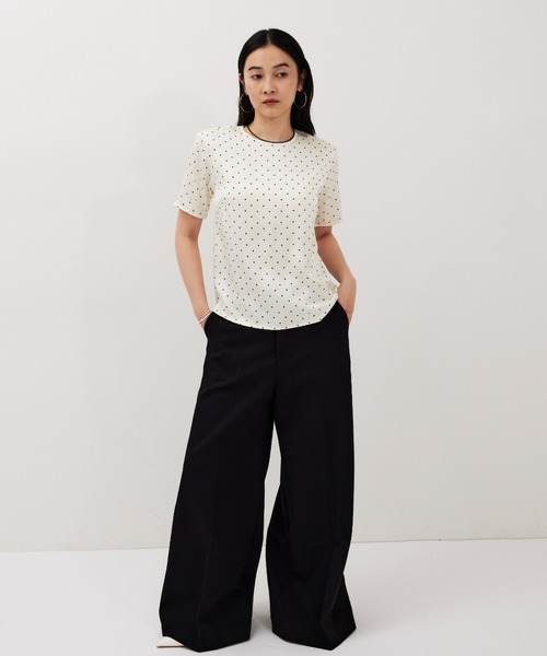 HANNE（アン）の「ドットサテンハーフスリーブブラウス（シャツ/ブラウス・レディース・ブラック/ホワイト・FREE）」の14枚目の写真