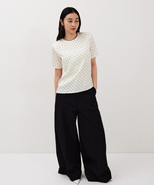 HANNE（アン）の「ドットサテンハーフスリーブブラウス（シャツ/ブラウス・レディース・ブラック/ホワイト・FREE）」の15枚目の写真