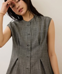 ROPE' | カラミ織りタックナロースタンドブラウス/セットアップ対応・イージーケア(シャツ/ブラウス)