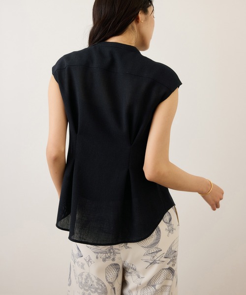 ROPE'（ロペ）の「カラミ織りタックナロースタンドブラウス/セットアップ対応・イージーケア（シャツ/ブラウス・レディース・ブラック系その他/ネイビー・36/38）」の9枚目の写真