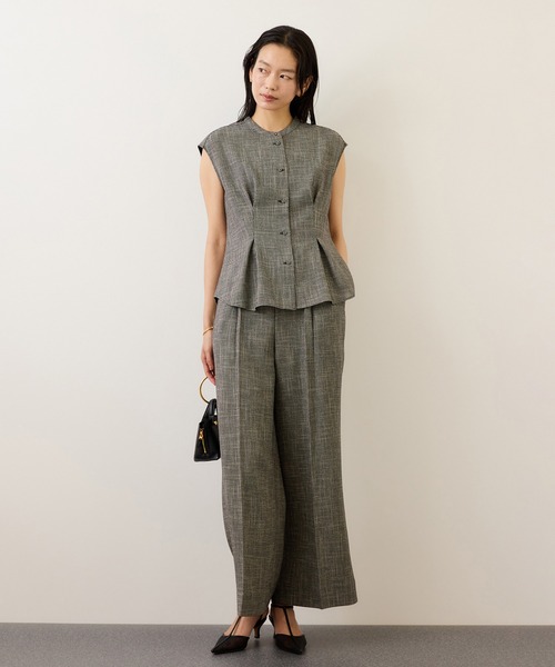 ROPE'（ロペ）の「カラミ織りタックナロースタンドブラウス/セットアップ対応・イージーケア（シャツ/ブラウス・レディース・ブラック系その他/ネイビー・36/38）」の12枚目の写真