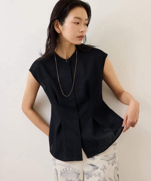 ROPE'（ロペ）の「カラミ織りタックナロースタンドブラウス/セットアップ対応・イージーケア（シャツ/ブラウス・レディース・ブラック系その他/ネイビー・36/38）」の19枚目の写真