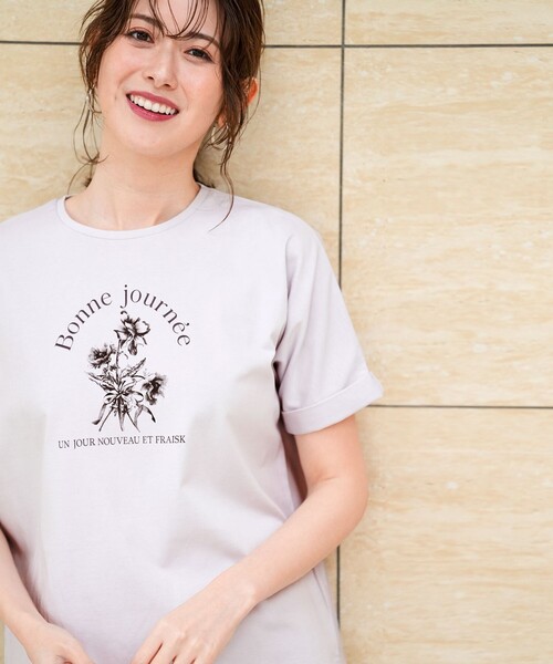 ANY SIS(エニィスィス)の「フラワープリント ロゴTシャツ(Tシャツ/カットソー・レディース・ネイビー系/ホワイト系/ライトグレー系・X-SMALL)」の4枚目の写真