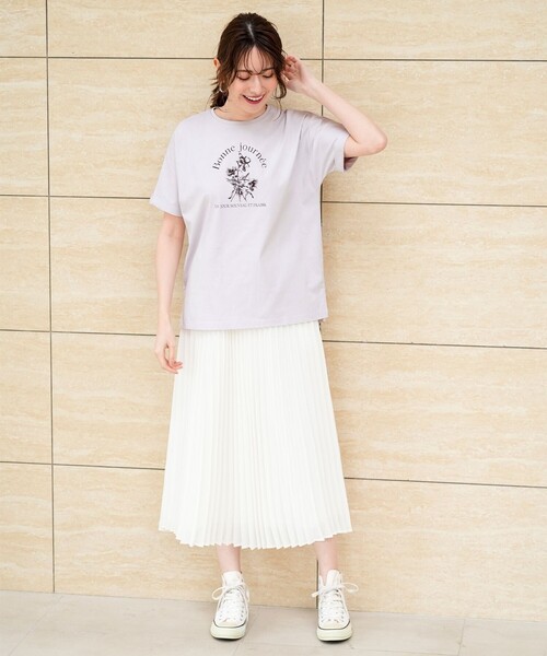 ANY SIS(エニィスィス)の「フラワープリント ロゴTシャツ(Tシャツ/カットソー・レディース・ネイビー系/ホワイト系/ライトグレー系・X-SMALL)」の5枚目の写真