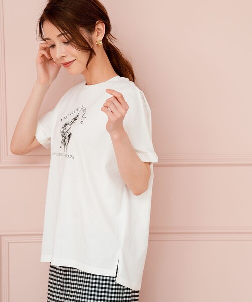 ANY SIS(エニィスィス)の「フラワープリント ロゴTシャツ(Tシャツ/カットソー・レディース・ネイビー系/ホワイト系/ライトグレー系・X-SMALL)」の11枚目の写真