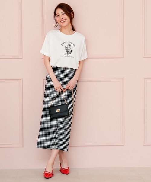 ANY SIS(エニィスィス)の「フラワープリント ロゴTシャツ(Tシャツ/カットソー・レディース・ネイビー系/ホワイト系/ライトグレー系・X-SMALL)」の12枚目の写真