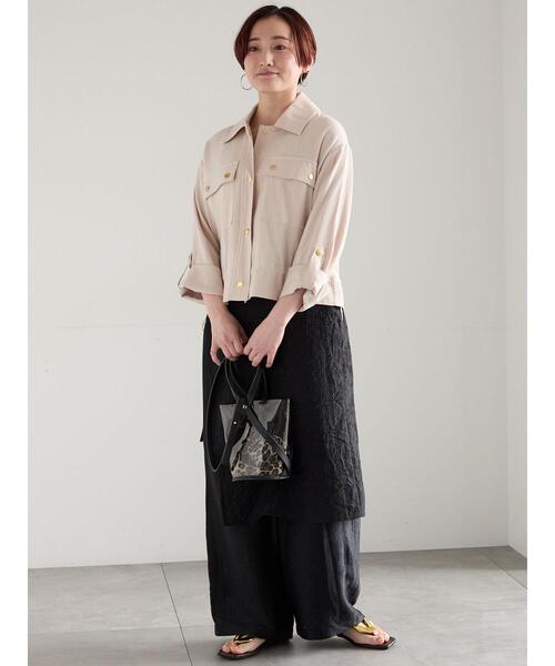 Te chichi（テチチ）の「リネンライクWポケットジャケット（ノーカラージャケット・レディース・ベージュ/ネイビー・F）」の21枚目の写真