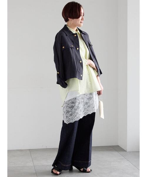 Te chichi（テチチ）の「リネンライクWポケットジャケット（ノーカラージャケット・レディース・ベージュ/ネイビー・F）」の4枚目の写真