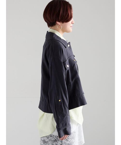 Te chichi（テチチ）の「リネンライクWポケットジャケット（ノーカラージャケット・レディース・ベージュ/ネイビー・F）」の6枚目の写真