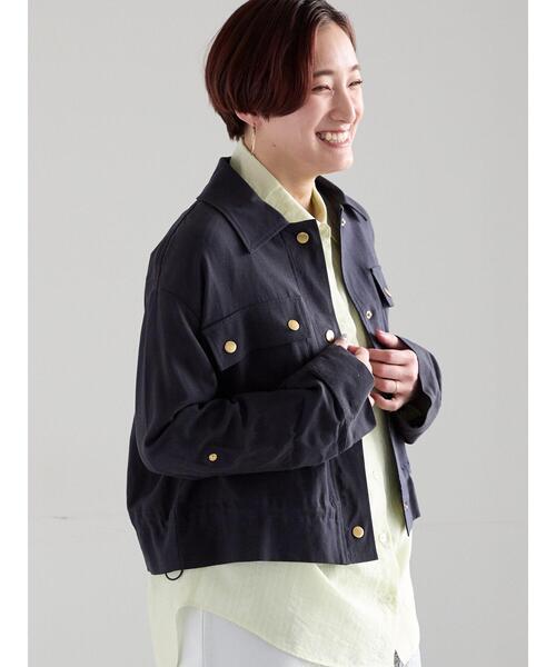 Te chichi（テチチ）の「リネンライクWポケットジャケット（ノーカラージャケット・レディース・ベージュ/ネイビー・F）」の7枚目の写真