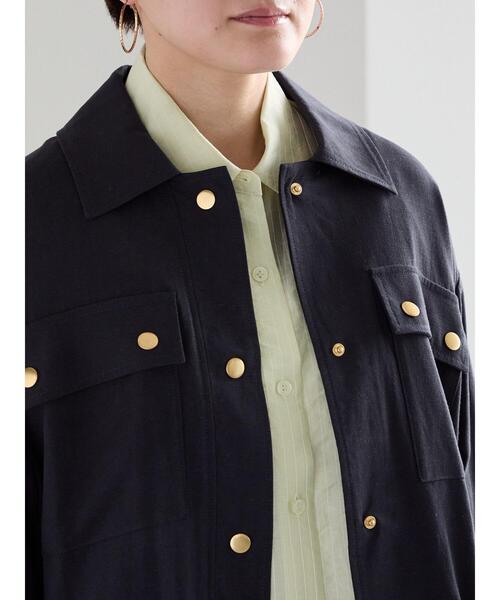 Te chichi（テチチ）の「リネンライクWポケットジャケット（ノーカラージャケット・レディース・ベージュ/ネイビー・F）」の9枚目の写真