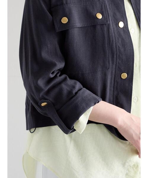 Te chichi（テチチ）の「リネンライクWポケットジャケット（ノーカラージャケット・レディース・ベージュ/ネイビー・F）」の10枚目の写真
