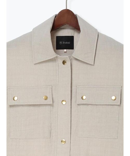 Te chichi（テチチ）の「リネンライクWポケットジャケット（ノーカラージャケット・レディース・ベージュ/ネイビー・F）」の16枚目の写真