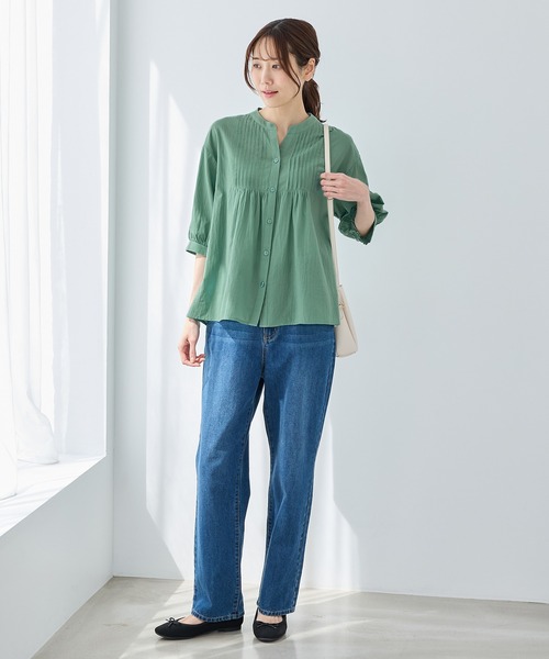 Honeys（ハニーズ）の「６分袖ピンタックブラウス（シャツ/ブラウス・レディース・アイボリー/ブラック/ライトオレンジ系1/グリーン/ホワイト・L/LL/M/S）」の10枚目の写真