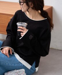 CIAOPANIC TYPY | 【新色登場/夏も快適】フェイクレイヤードシアースラブ刺繍オーバーTee(Tシャツ/カットソー)