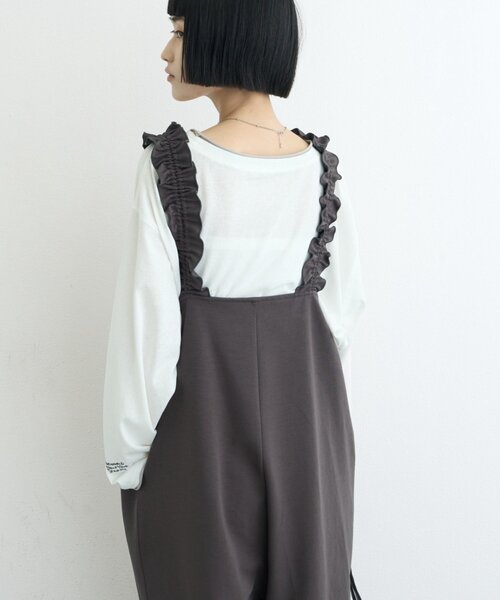 CIAOPANIC TYPY(チャオパニックティピー)の「【接触冷感/ドット柄あり】フェイクレイヤードシアースラブ刺繍オーバーTee(Tシャツ/カットソー・レディース・ピンク/ベージュ/ブラック/サックスブルー/ライトグレー/ホワイト/ブルー/オレンジ/アイボリー・ONE SIZE)」の12枚目の写真