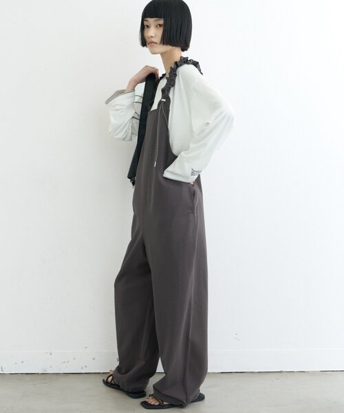 CIAOPANIC TYPY(チャオパニックティピー)の「【接触冷感/ドット柄あり】フェイクレイヤードシアースラブ刺繍オーバーTee(Tシャツ/カットソー・レディース・ピンク/ベージュ/ブラック/サックスブルー/ライトグレー/ホワイト/ブルー/オレンジ/アイボリー・ONE SIZE)」の17枚目の写真