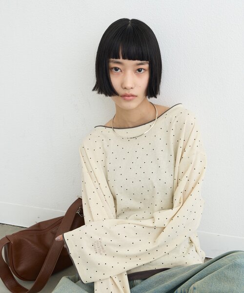 CIAOPANIC TYPY(チャオパニックティピー)の「【接触冷感/ドット柄あり】フェイクレイヤードシアースラブ刺繍オーバーTee(Tシャツ/カットソー・レディース・ピンク/ベージュ/ブラック/サックスブルー/ライトグレー/ホワイト/ブルー/オレンジ/アイボリー・ONE SIZE)」の20枚目の写真