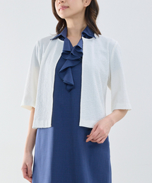 NARACAMICIE | 【NARACAMICIE】シュリンクジャガード六分袖ジャケット(ノーカラージャケット)