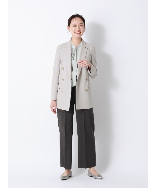 SUIT SQUARE(スーツスクエア)の「CHANTOWA/ダブルブレストジャケット/ウォッシャブル/ドビーストレッチ/織柄(テーラードジャケット・レディース・ネイビー/グレー・36/38/40/42)」の21枚目の写真
