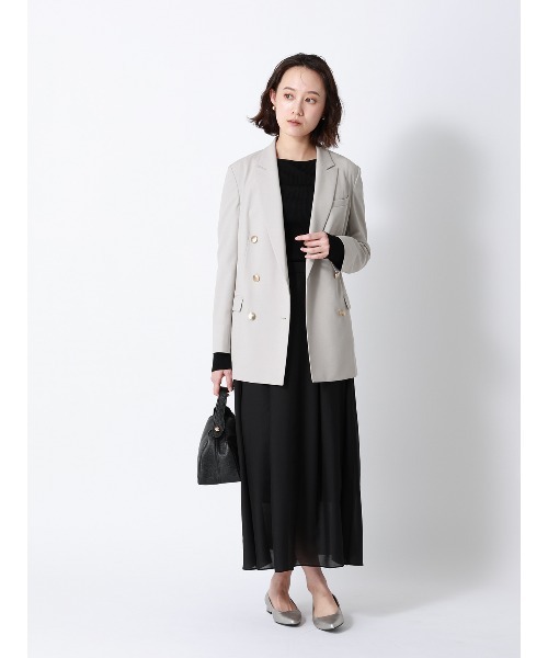 SUIT SQUARE(スーツスクエア)の「CHANTOWA/ダブルブレストジャケット/ウォッシャブル/ドビーストレッチ/織柄(テーラードジャケット・レディース・ネイビー/グレー・36/38/40/42)」の22枚目の写真