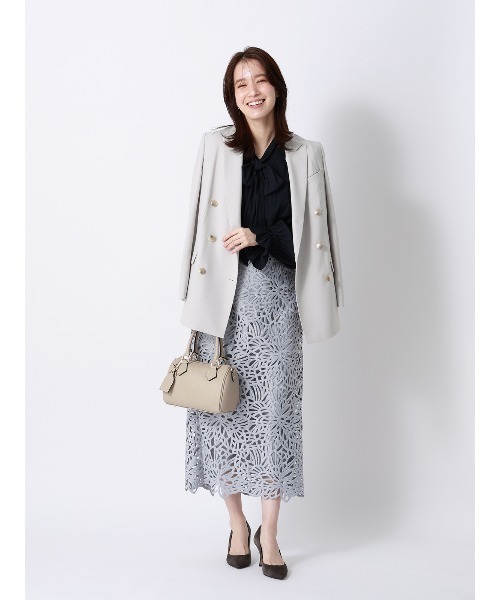 SUIT SQUARE(スーツスクエア)の「CHANTOWA/ダブルブレストジャケット/ウォッシャブル/ドビーストレッチ/織柄(テーラードジャケット・レディース・ネイビー/グレー・36/38/40/42)」の21枚目の写真