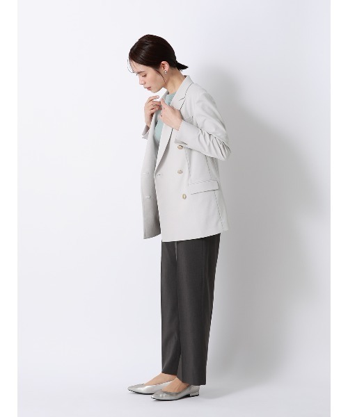 SUIT SQUARE(スーツスクエア)の「CHANTOWA/ダブルブレストジャケット/ウォッシャブル/ドビーストレッチ/織柄(テーラードジャケット・レディース・ネイビー/グレー・36/38/40/42)」の20枚目の写真