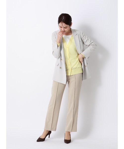 SUIT SQUARE(スーツスクエア)の「CHANTOWA/ダブルブレストジャケット/ウォッシャブル/ドビーストレッチ/織柄(テーラードジャケット・レディース・ネイビー/グレー・36/38/40/42)」の19枚目の写真